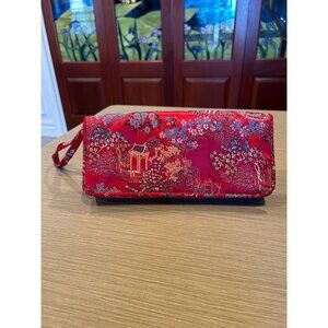 Vintage Lord & Taylor Asian Red Satin Clutch